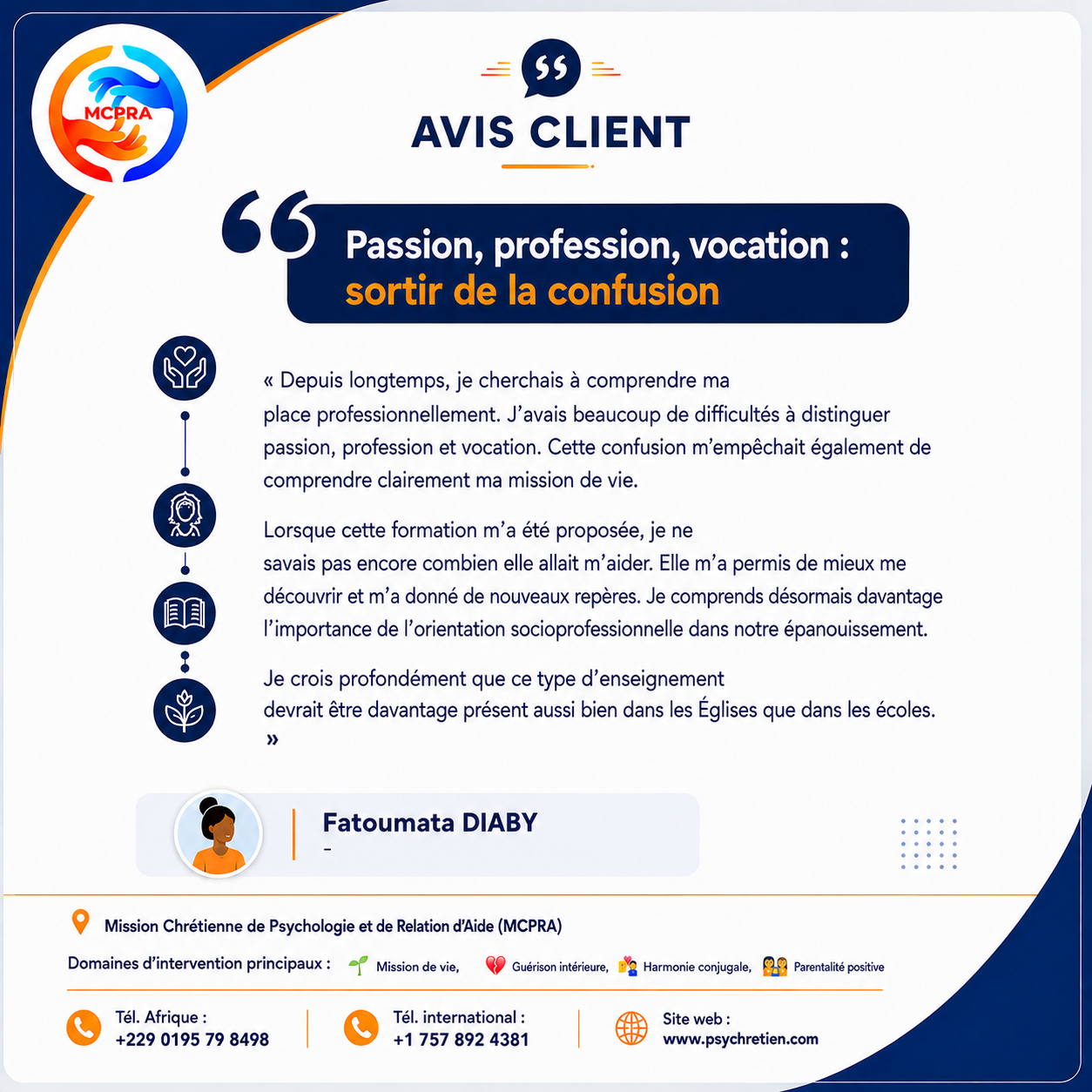 Avis en image — témoignage accompagnement MCPRA 40