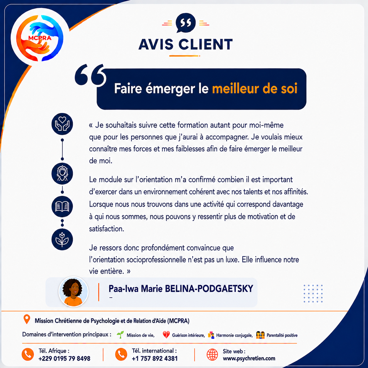 Avis en image — témoignage accompagnement MCPRA 47