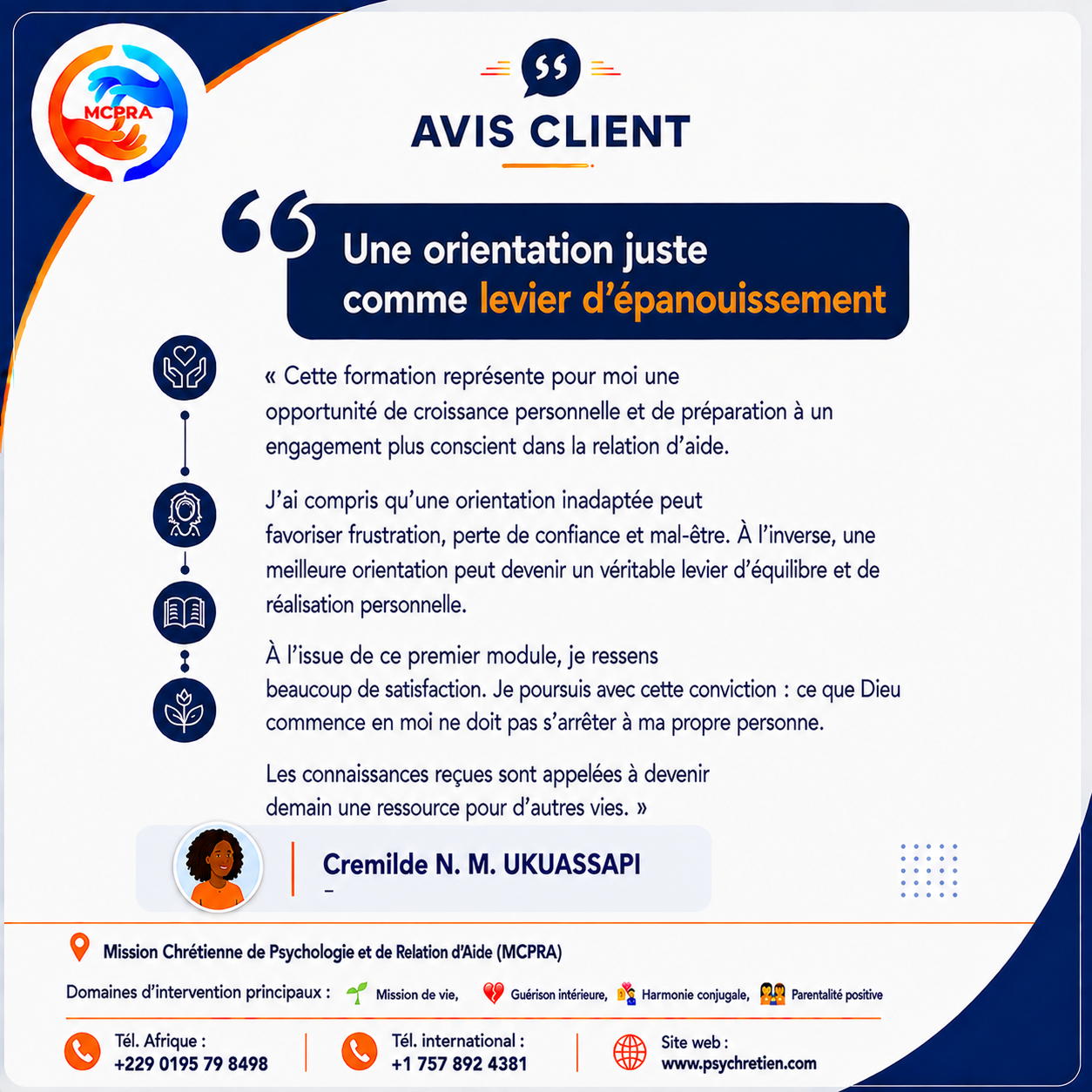 Avis en image — témoignage accompagnement MCPRA 48
