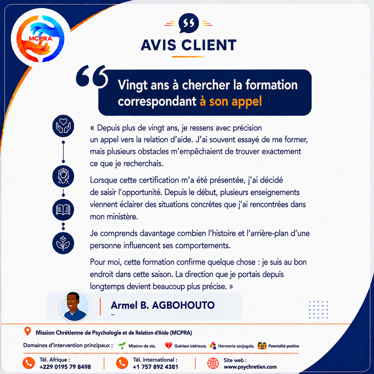 Avis en image — témoignage accompagnement MCPRA 49