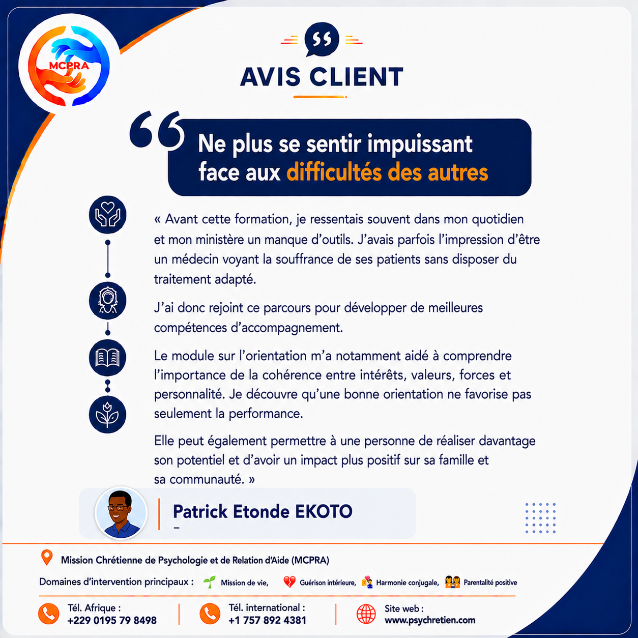 Avis en image — témoignage accompagnement MCPRA 50