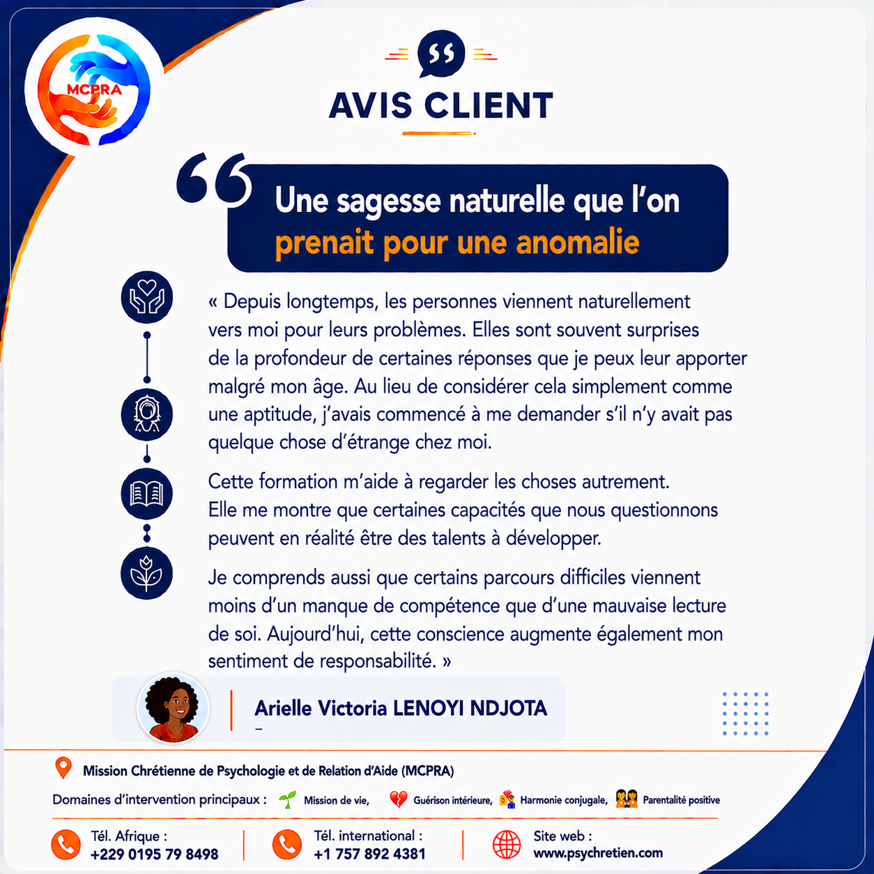 Avis en image — témoignage accompagnement MCPRA 54